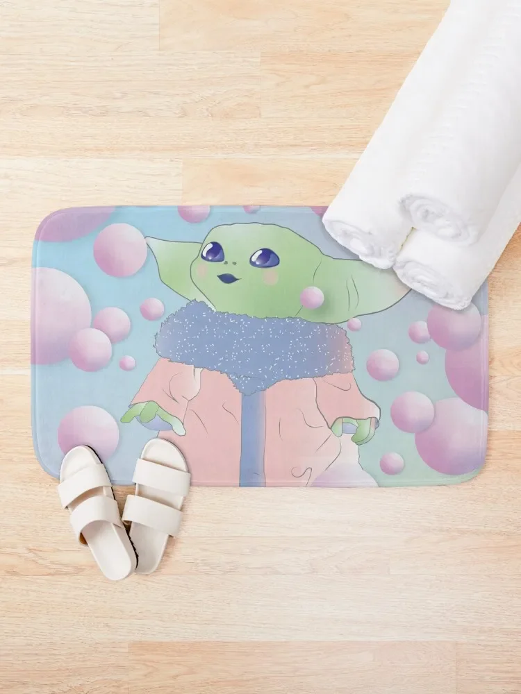 pink bubble gum whimsical blue watercolor star abstract galaxy strokes Bath Mat Absorbent Rug Foot Bathroom Baths Bathroom Mat