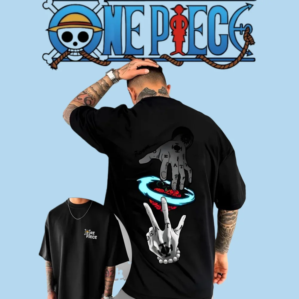 

One Piece Japanese Anime Pattern 2025 Summer New Hot-seling Men's Women's Cotton Y2K Harahiko Trendy Hip Hop Pure Cotton T-shirt