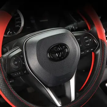 適用於豐田 Fortuner、CHR、Verso、Prius、Yaris、Hiace、TRD、Corolla 的 1 件裝汽車 ABS 碳纖維標誌方向盤標誌貼紙 6 最佳銷售 印度花冠部件 - №5