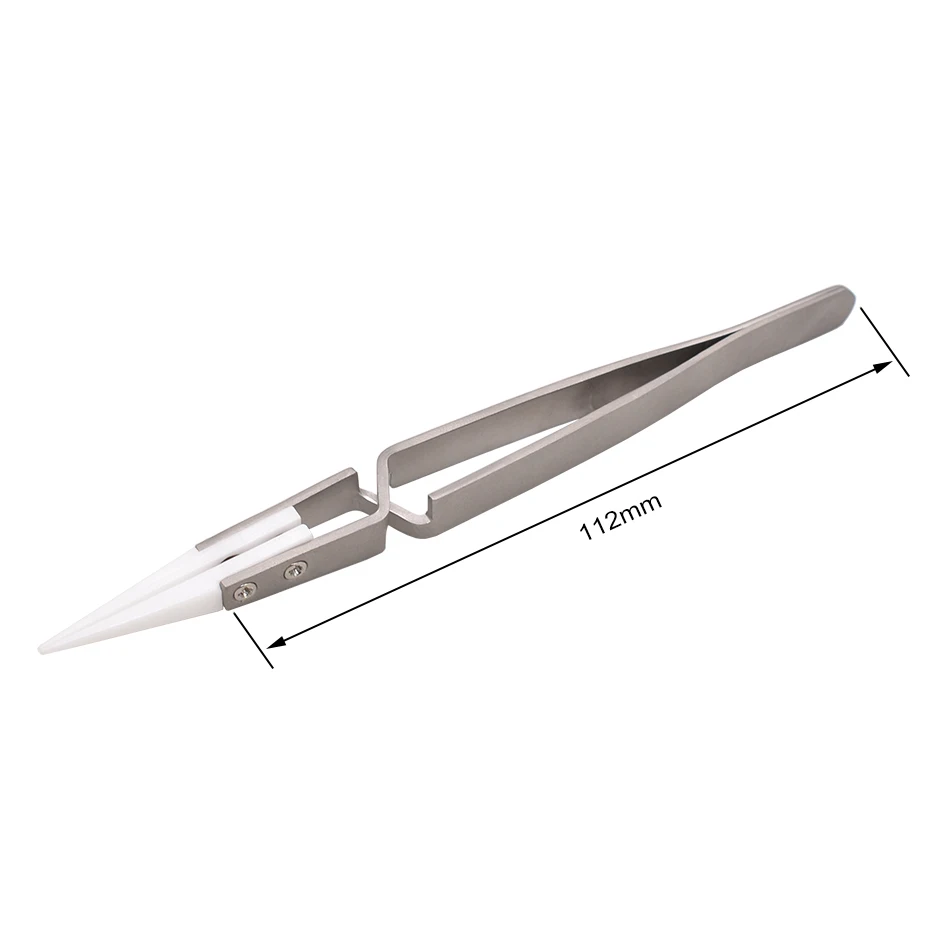 

Ceramic Cross Lock Reverse Stainless Steel Tweezers White Ceramic Insulating Nipper Forceps Tweezer For E - Cigarette 100pcs/lot