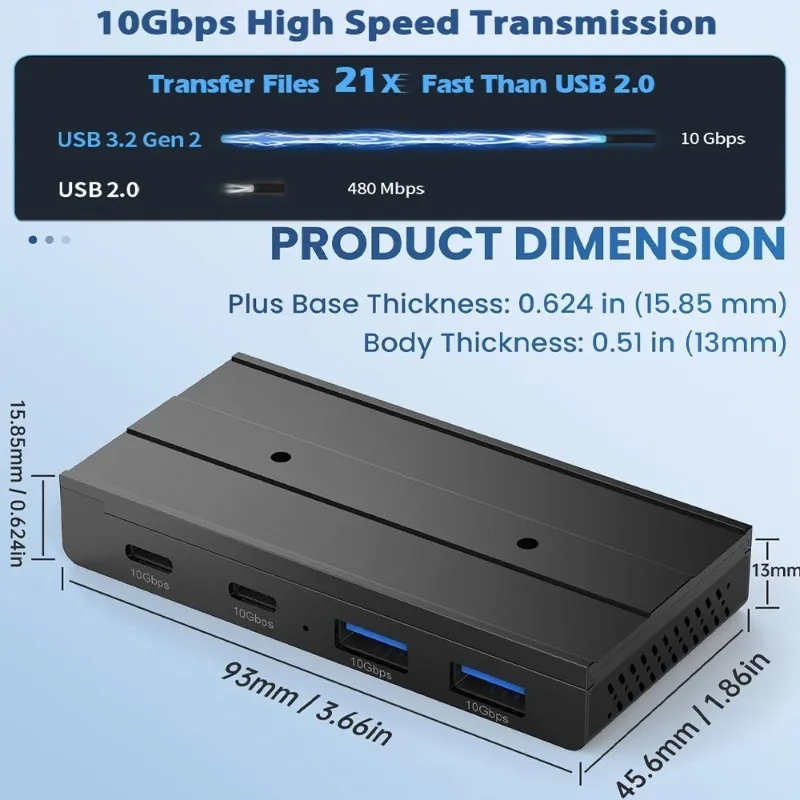 

USB-концентратор, настольный магнитный USB3.2, адаптер-сплиттер USB3.0, высокоскоростная передача данных для MacBook Pro iMac Pro, аксессуары для ПК, ноутбуков