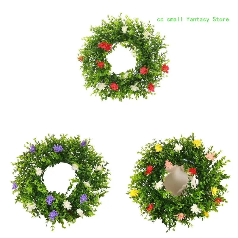 R3MA Colorful Wreath Lightweight Door Decorations Easters Flowers Hoop Spring Summers Garlands Artificial Wildflower Garlands