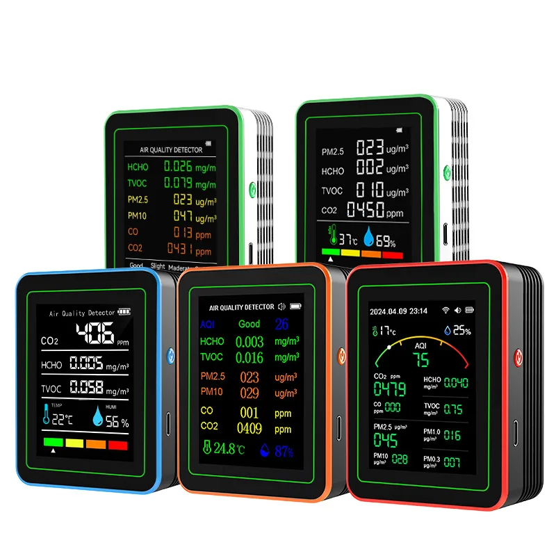 Air quality detector Portable detection of carbon dioxide PM2.5 formaldehyde CO temperature and humidity TVOC