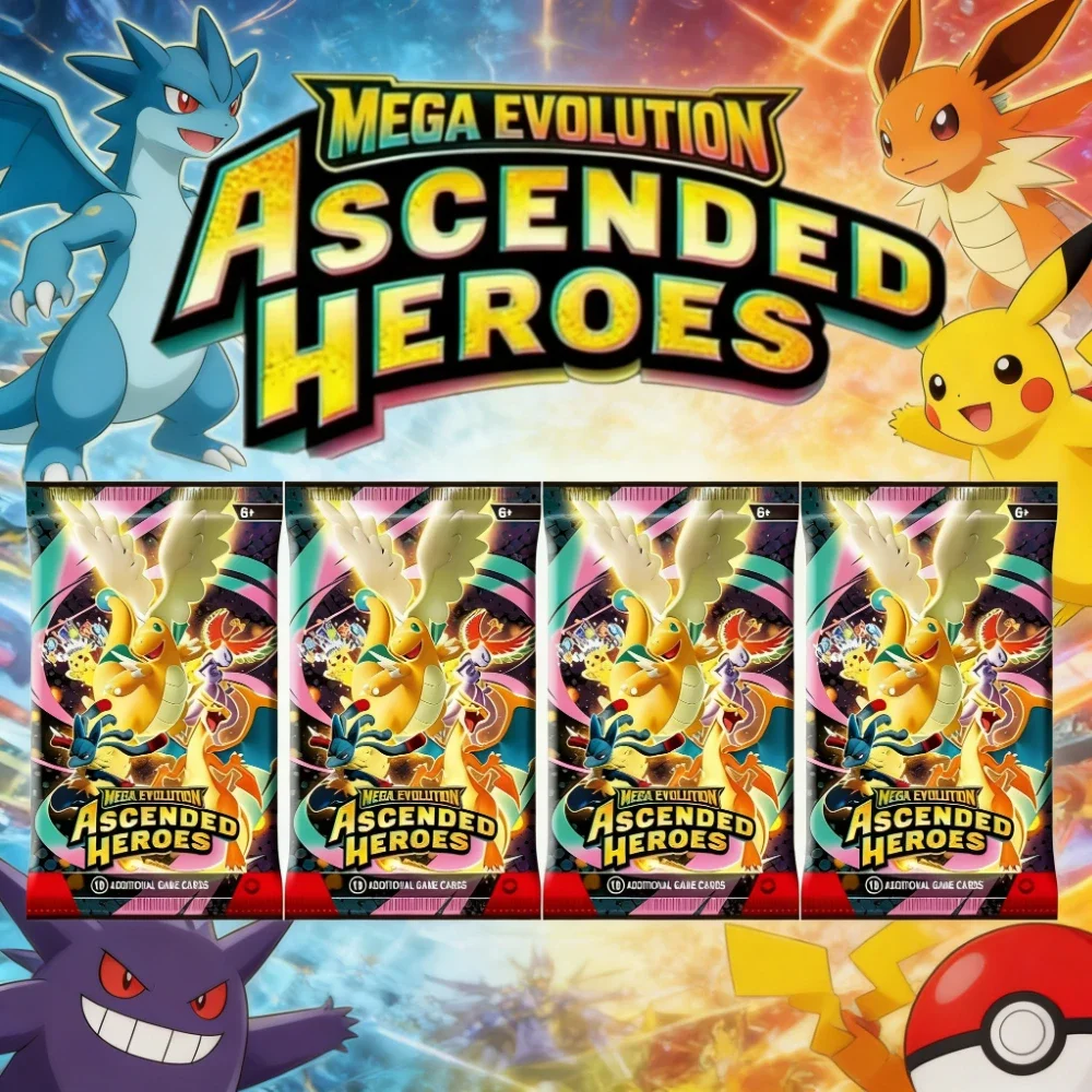 TCG Mega Evolution CHAOS RISINC Ascended Heroes Phantasmal Flames Poke Envelopes Box Rare Collectible Letters For Collection