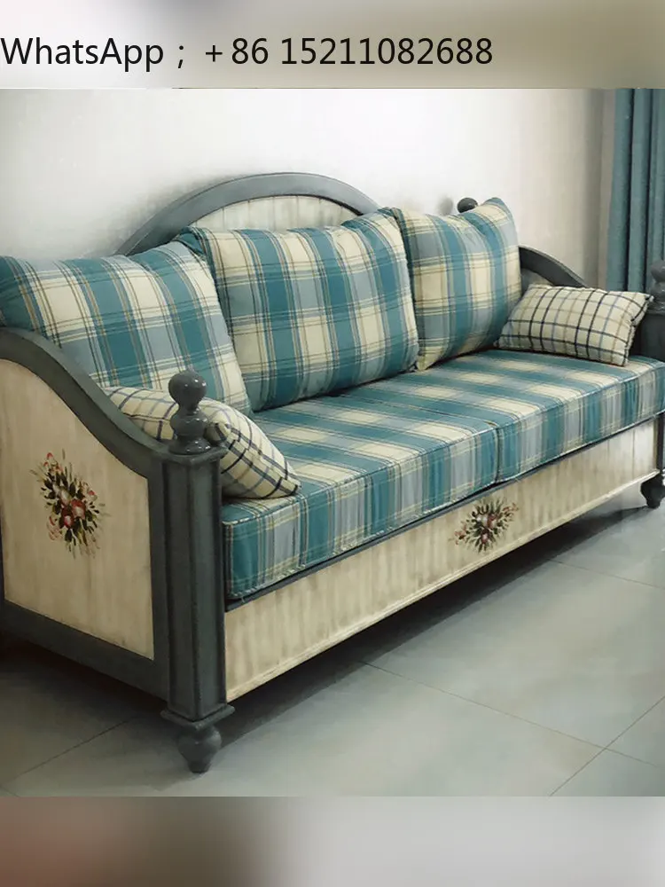 SCY solid wood sofa combination set simple disassembly and washing dual-purpose small apartment living room fabric sofa