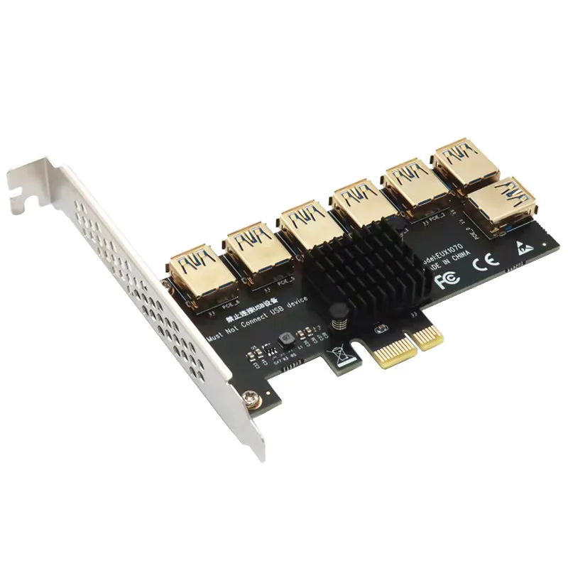 Cartão Riser PCIE 1 a 7, Multiplicador PCI Express, Adaptador Hub, USB 3.0, PCI-E x1 a x16, Mineiro Bitcoin, Dispositivos BTC, Novo