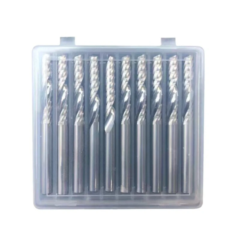 10PCS 3.175x12/15/17/22x38mm Single Edge Spiral Milling Cutter Solid Wood Cutting Knife CNC Numerical Control Tool
