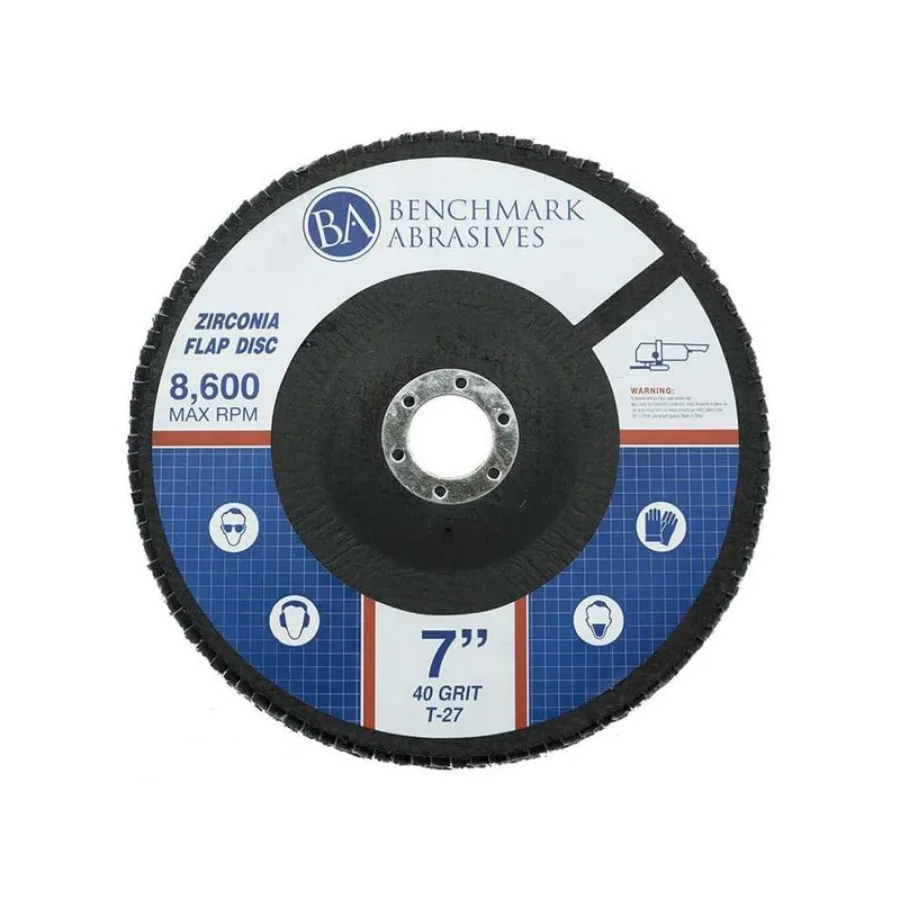

7" x 7/8" Premium High Density Jumbo Zirconia Type 27 Flap Discs for Angle Grinder 7 Inch Sanding Discs Finishing Deburring Rus