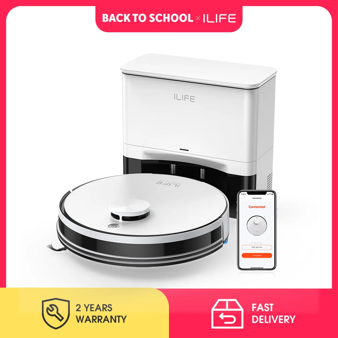 Aspiradora Robot ILIFE A30 Pro con Estación de Autovaciado Automático, Succión Potente de 5000Pa, Navegación LDS, 180min de Autonomía, Función 2 en 1 de Fregado y Barrido, Control por APP, Limpieza de