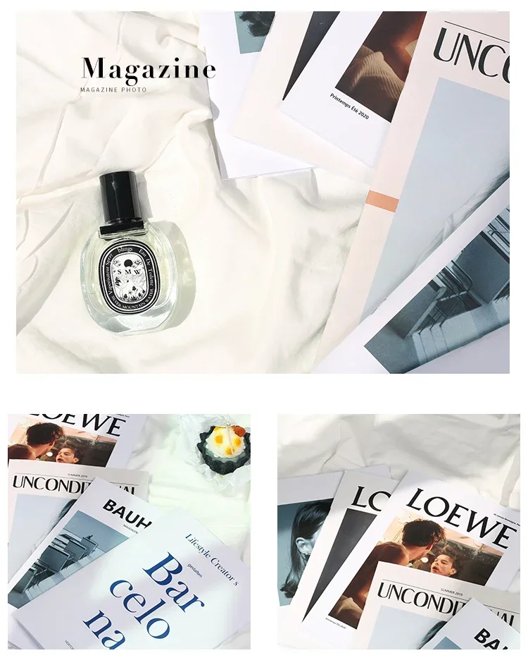 INS โมเดลนิตยสาร21x28cm, อุปกรณ์ประกอบฉากการถ่ายภาพถ่ายกลางแจ้งเครื่องสำอางเครื่องประดับการถ่ายภาพสำหรับพื้นหลังสตูดิโอถ่ายภาพ