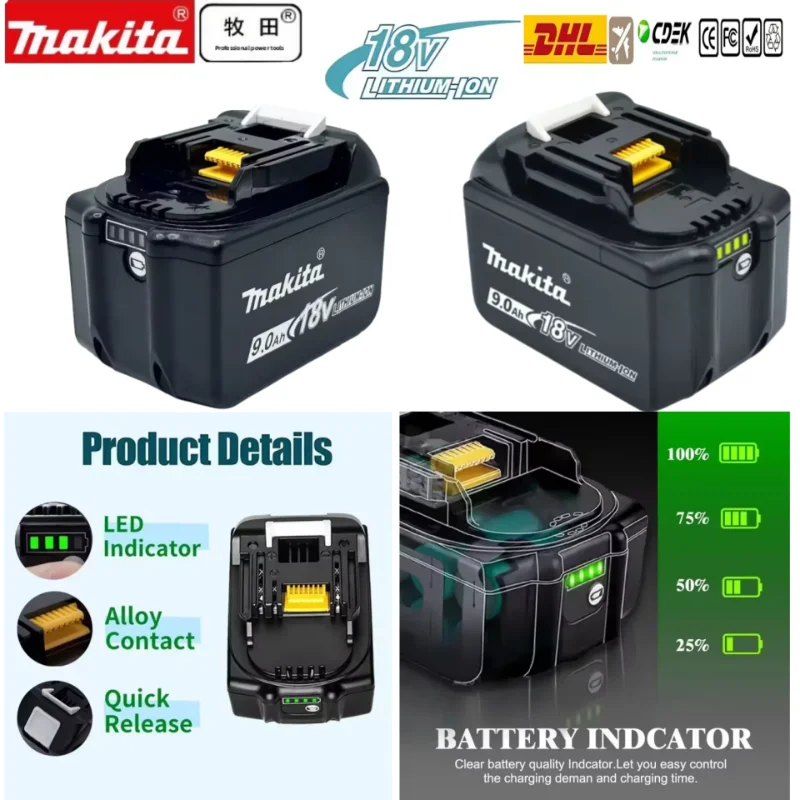 Makita original 18V 9.0Ah large-capacity tool battery,and the lithium battery replaces LXT BL1860B BL1860 BL1850Equal model. - Image 3