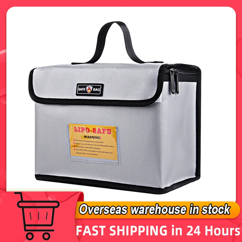 Portable Fireproof Explosionproof Lipo Battery Guard Safe Bag Large Storage Space for Battery Storage and Charging 260*130*190mm