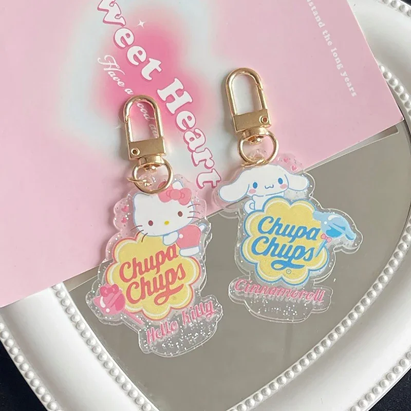 SANRIO Kuromi พวงกุญแจ Hello Kitty My Melody Cinnamoroll อนิเมะ Kawaii keyring กระเป๋านักเรียนตกแต่งพวงกุญแจห้อยกระเป๋าของเล่นเด็กผู้หญิง