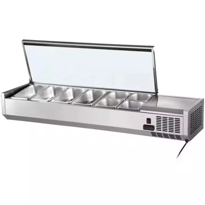 Restaurant Canteen Commercial Salad bar refrigerator Counter Top Salad Container With Lid