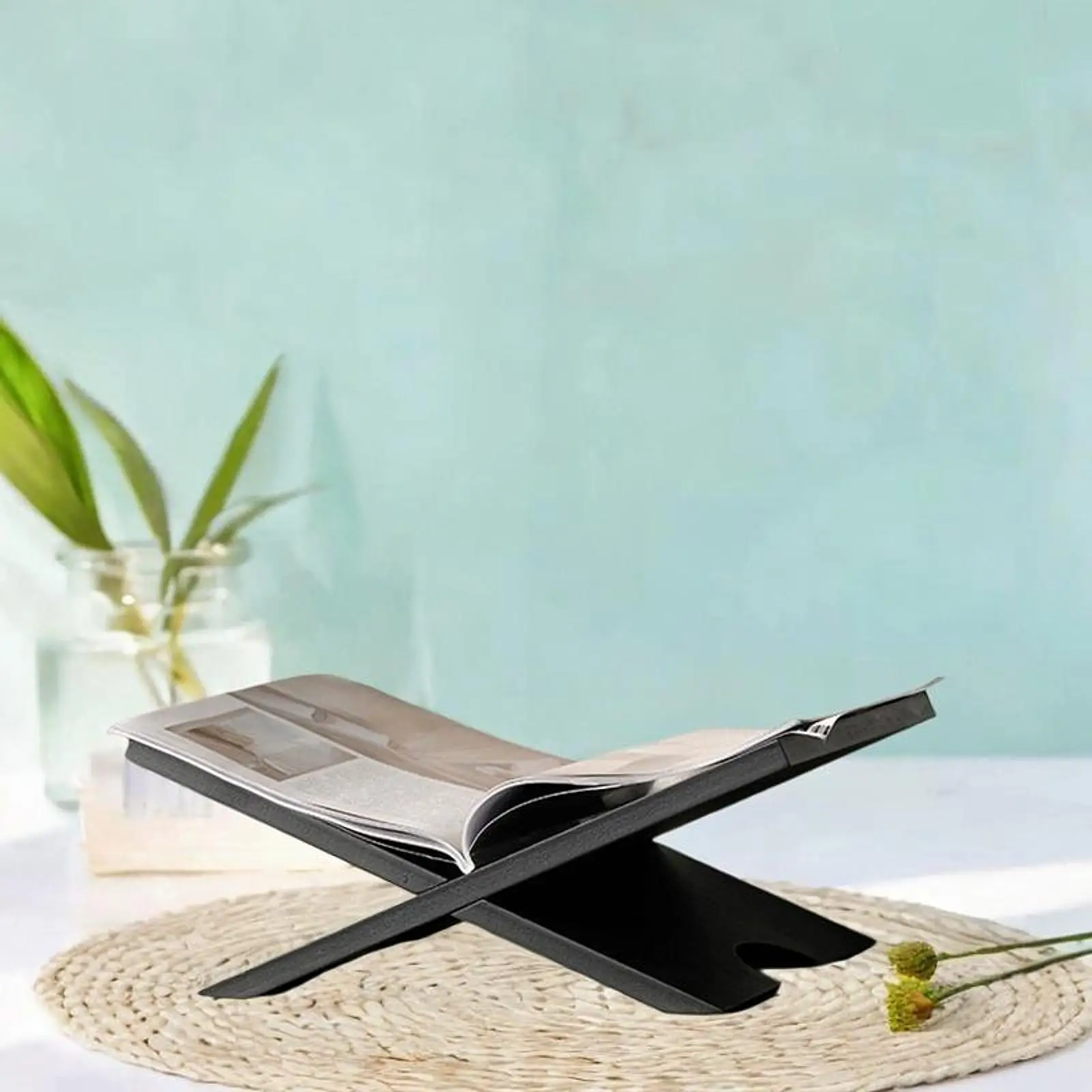 حامل كتب خشبي على شكل x حامل وصفات حامل كتب أسود لكتب الطبخ المدرسية