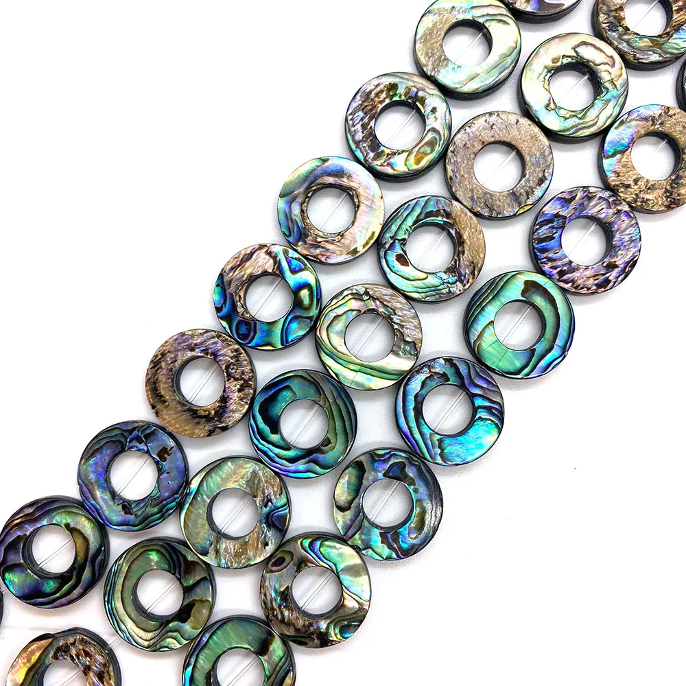 Natural Abalone Seashell Loose Bead Hollow Circle Donut Round Bead for Jewelry Making DIY Necklace Bracelet Earring Ring Jewelry image 4