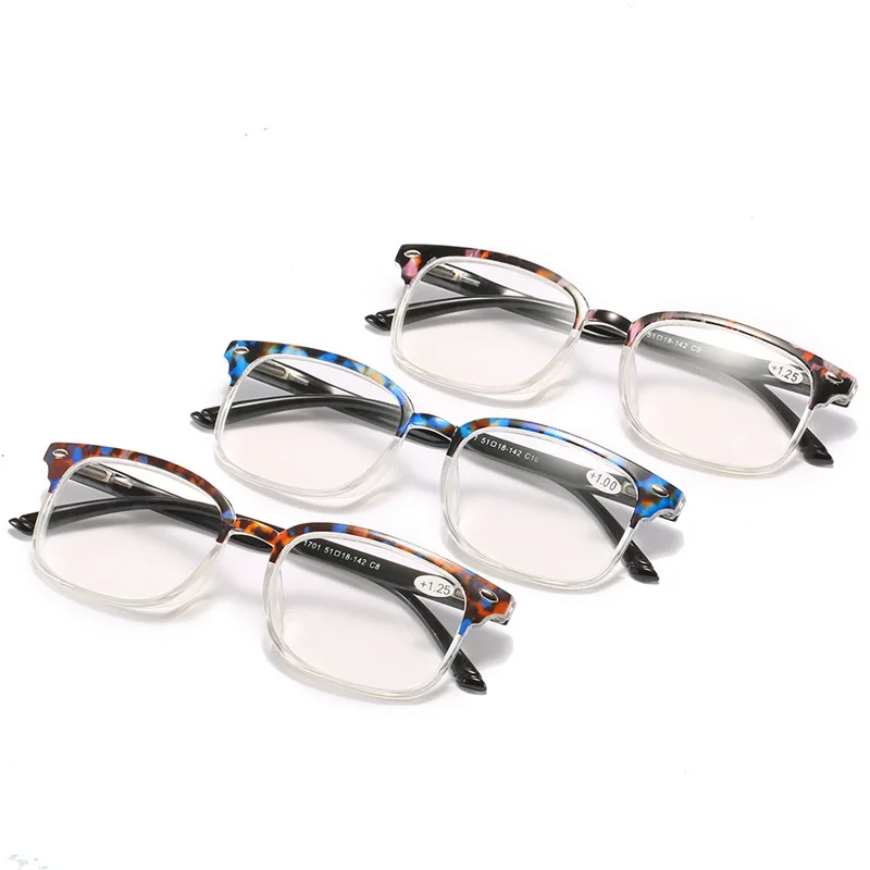 Leopard Square Reading Glasses Women Men Rivet Presbyopia Eyeglasses With Diopter +1.0 +1.25 +1.75 +2.25 +3.25 +3.75 +4.0