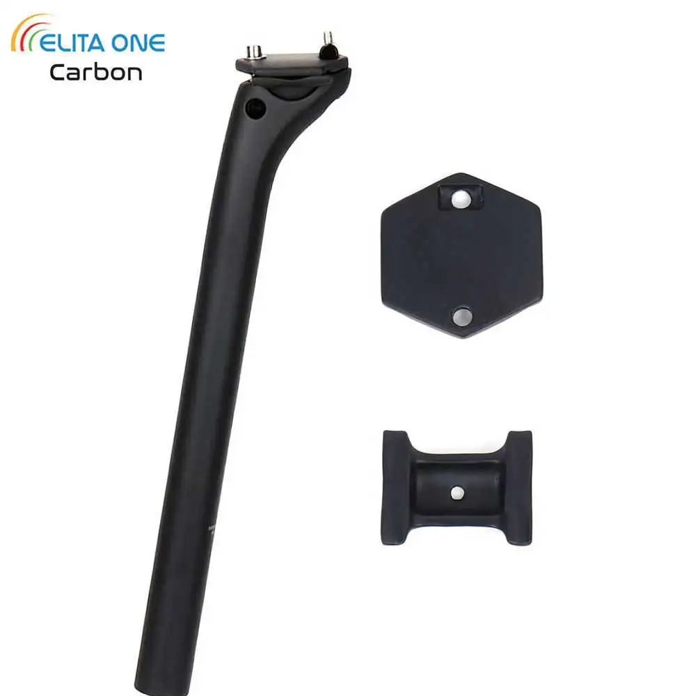 

elitaone Carbon Seat post Setback 20mm 25.4/27.2/30.9/31.6 MTB/Road Bike Carbon fiber top cover base Seatpost 350-400mm