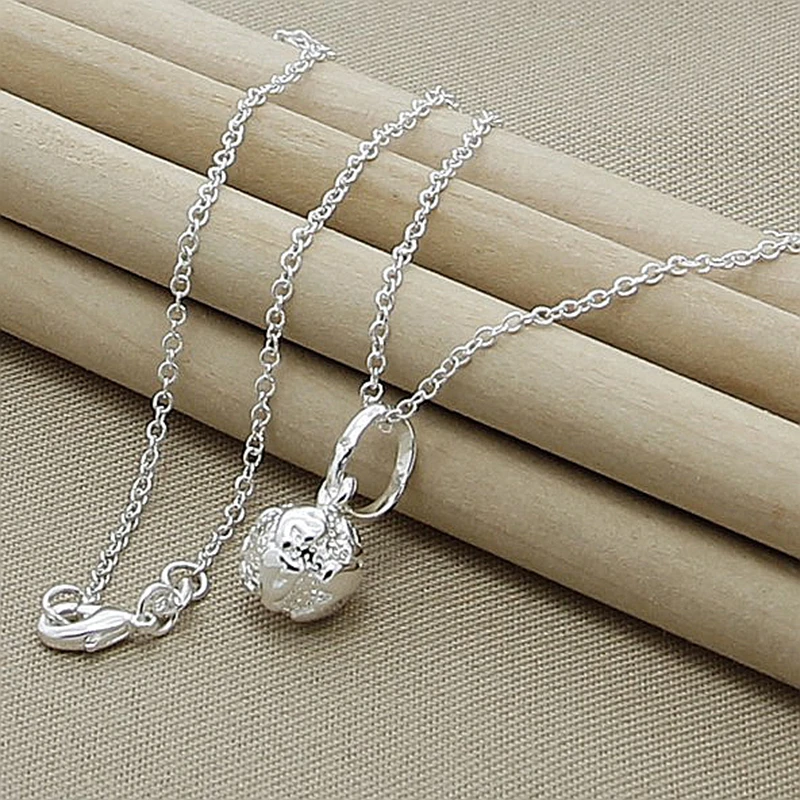 

Charm 925 Sterling Silver Jewelry 18 Inches Fine 10MM Ball Necklace For Women Couple Gift Fashion Wedding Party