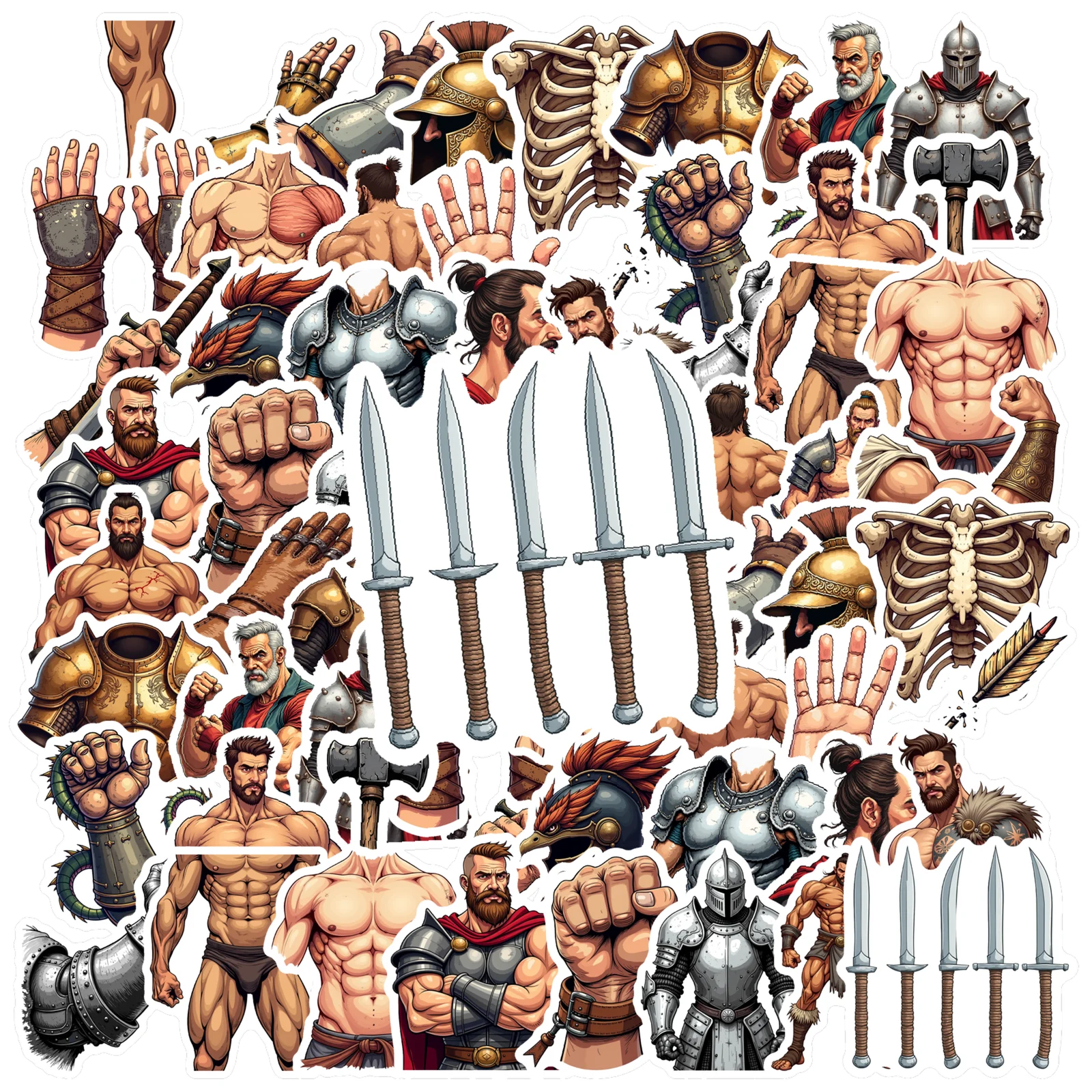 35pcs-100pcs Decals Historic Armor Stickers PVC Sticker Stationery Stickers For Fridge Laptop Guitar