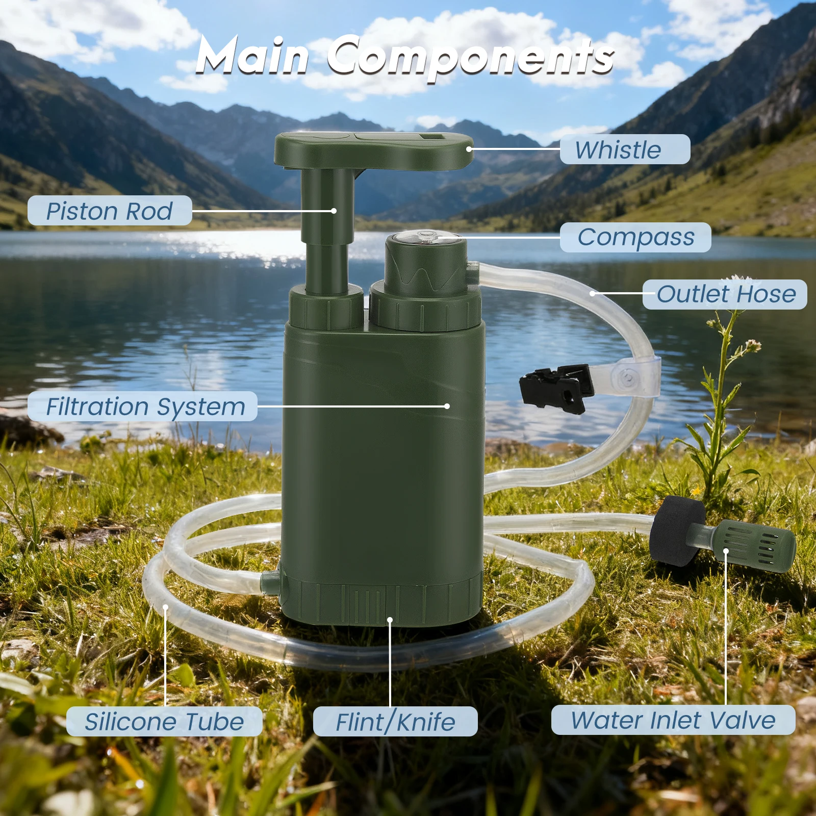 Men Portable with Pump 0.01 Micron Filtration Emergency Drinking Water Purification Prepper Gear Travel Water Filtration System