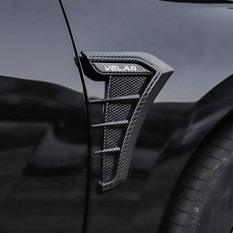 For Land Rover VELAR car Accessories Carbon Black Car Fender Side Vents Air Flow Intake Hole Grille Sticker Cover