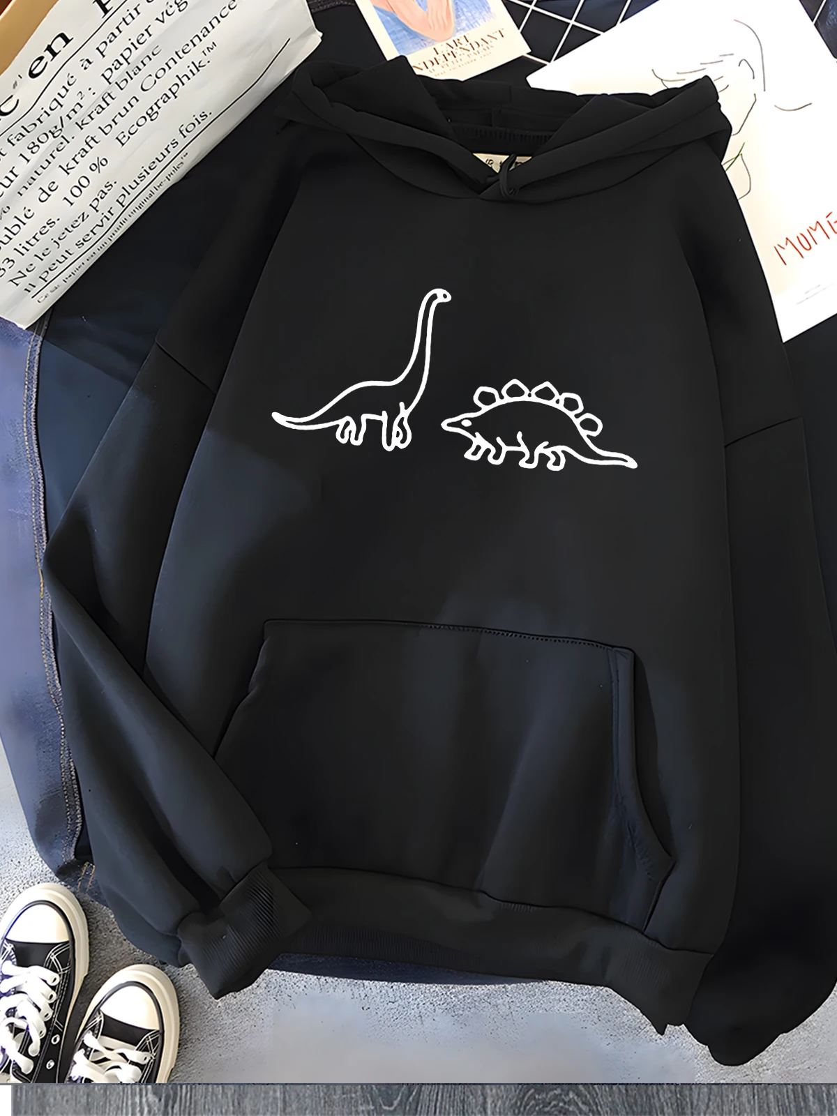 

Kawaii Dinosaur Print Hoodie Women Soft Warm Loose Casual Sportswear Women Sweatshirts Women Clothing 2025 Graphic Women Top