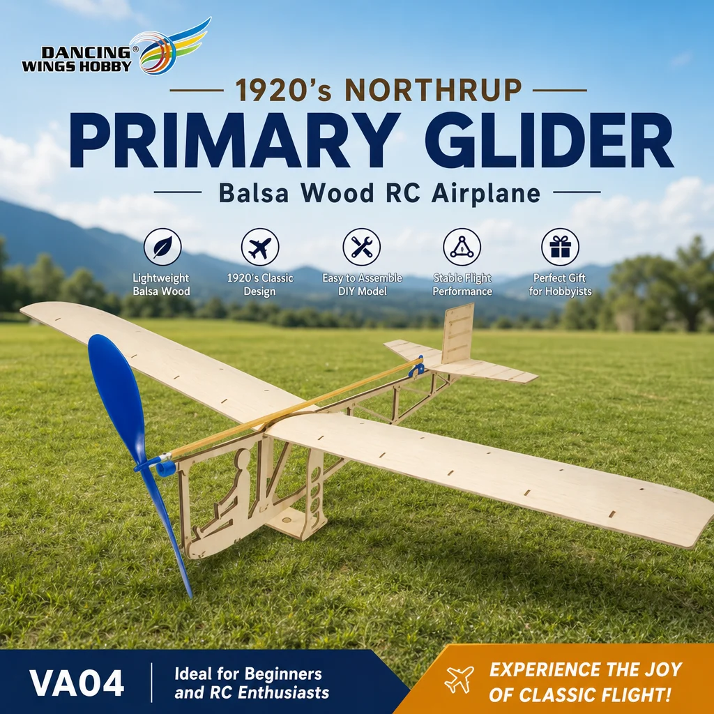 DW Hobby VA04 Northrup 1920s Glider 1.2M Balsa Kit – 47in Vintage Laser Cut Wood RC
