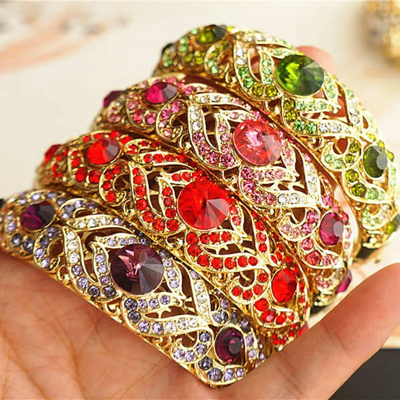 

Cloisonne Rhinestone Oval Love Heart Bangle Bracelet Enamel Hollow Jewellery Spring Hinged Cuff Bangles Ladies Accessories