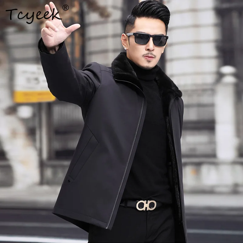 

Tcyeek Natural Whole Mink Fur Coat Man Winter Jacket for Men Mid-length Trench Coats Casual Real Fur Parka Slim Fit Chic 2026