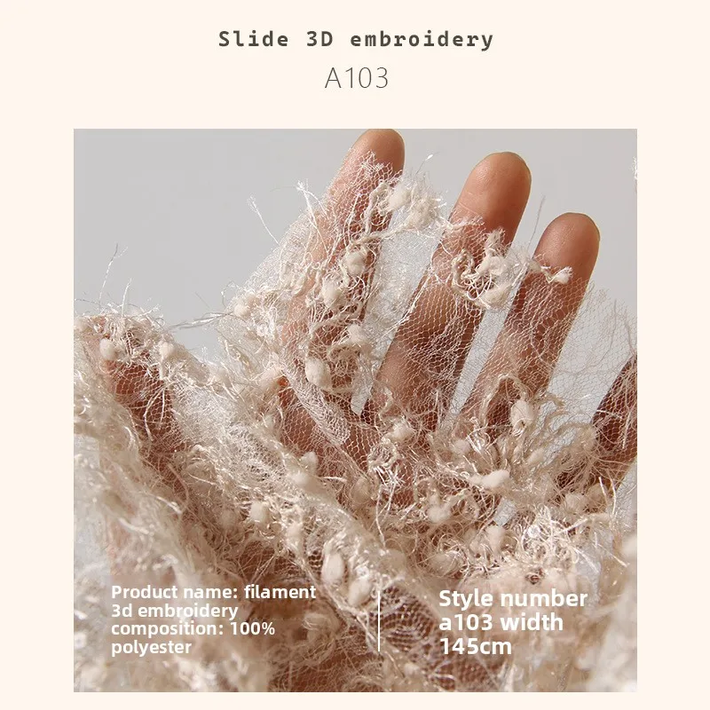 3D Embroiderey Perspective Mesh Fabric for Minimalist Clothing Veil Dress Set Design Cloth Diy By The Yard Sewing Material