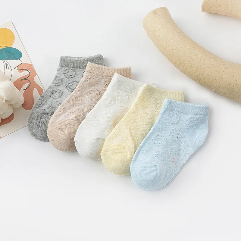 5 Pairs Spring Summer Children Cloth For Baby Boys Girls By Comfortable Soft Cotton Short Tube Mesh Lace Rib Socks