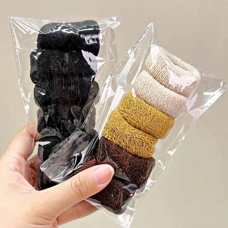 6Pcs/Bag Girls Thick Elastic Hair Bands Solid Seamless Scrunchies Rubber Bands for Women Hair Ties Ropes Accessories