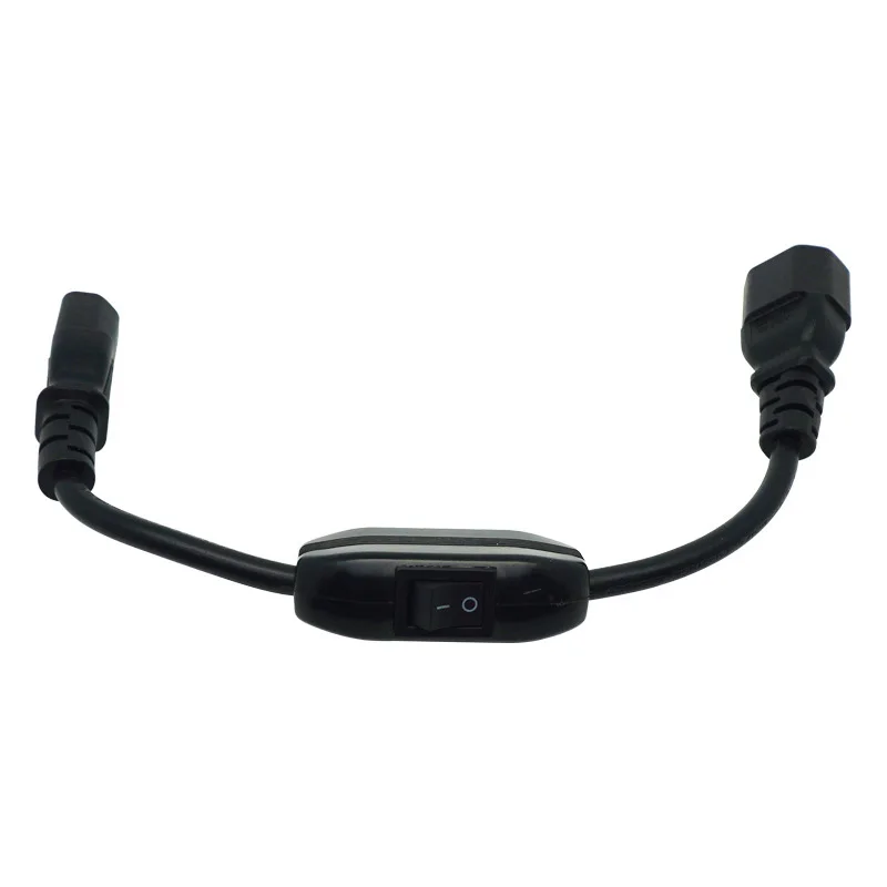 Kabel Daya Ekstensi C14-C13 30CM IEC 320 C13 Betina Ke C14 Jantan dengan Sakelar On/Off Kabel Adaptor Daya AC Komputer PC