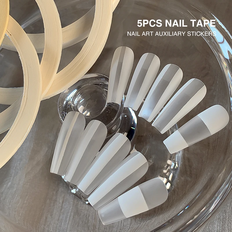 5 RollsX1.8 MM Nail Masking Tape French Masking Nail Art Tape French Manicure Stripes Adhesive Tape Specialized Nail Care Tools