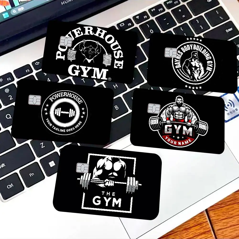 Gym POWERFUL Powerhouse Gym Cartoon Credit Card Skin Stickers for Bank Card Bus Metro Card Sticker Waterproof Women Gift