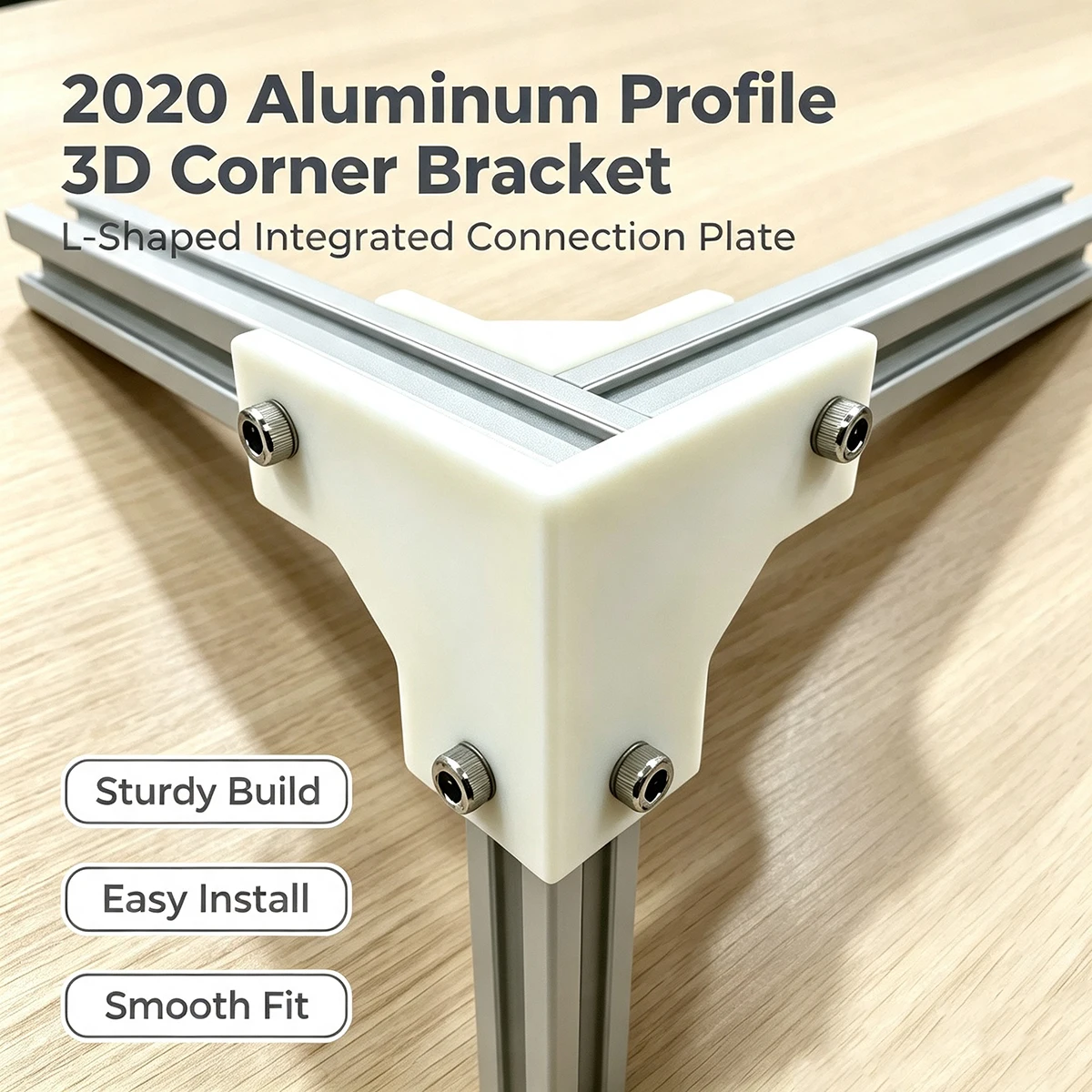 White 2020 Aluminum Profile Three-Dimensional Corner Bracket, Three-Sided 90-Degree Right Angle Connector, Industrial Aluminum Profile Frame Assembly Corner Fixing Bracket