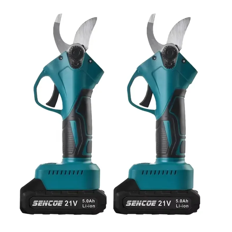 SENCOE Industrial Grade 25mm Cordless Electric Garden Tree Pruning Shears for 21V 2000mAh Lithium Battery with Steel Blade