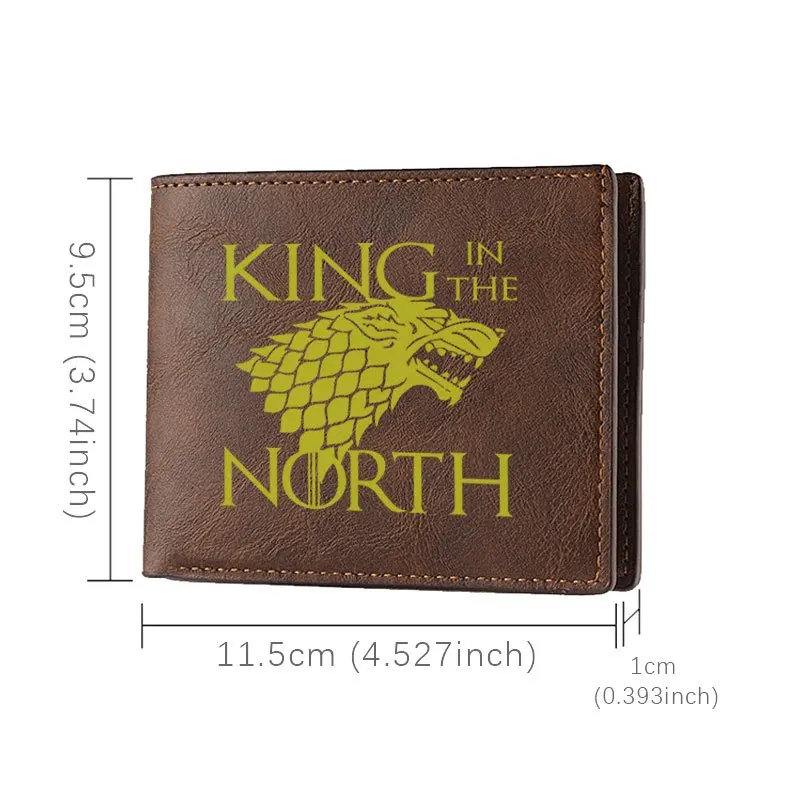 KING IN THE NORTH Carteira de couro PU premium Design minimalista Carteira dobrável leve e durável para homens e mulheres