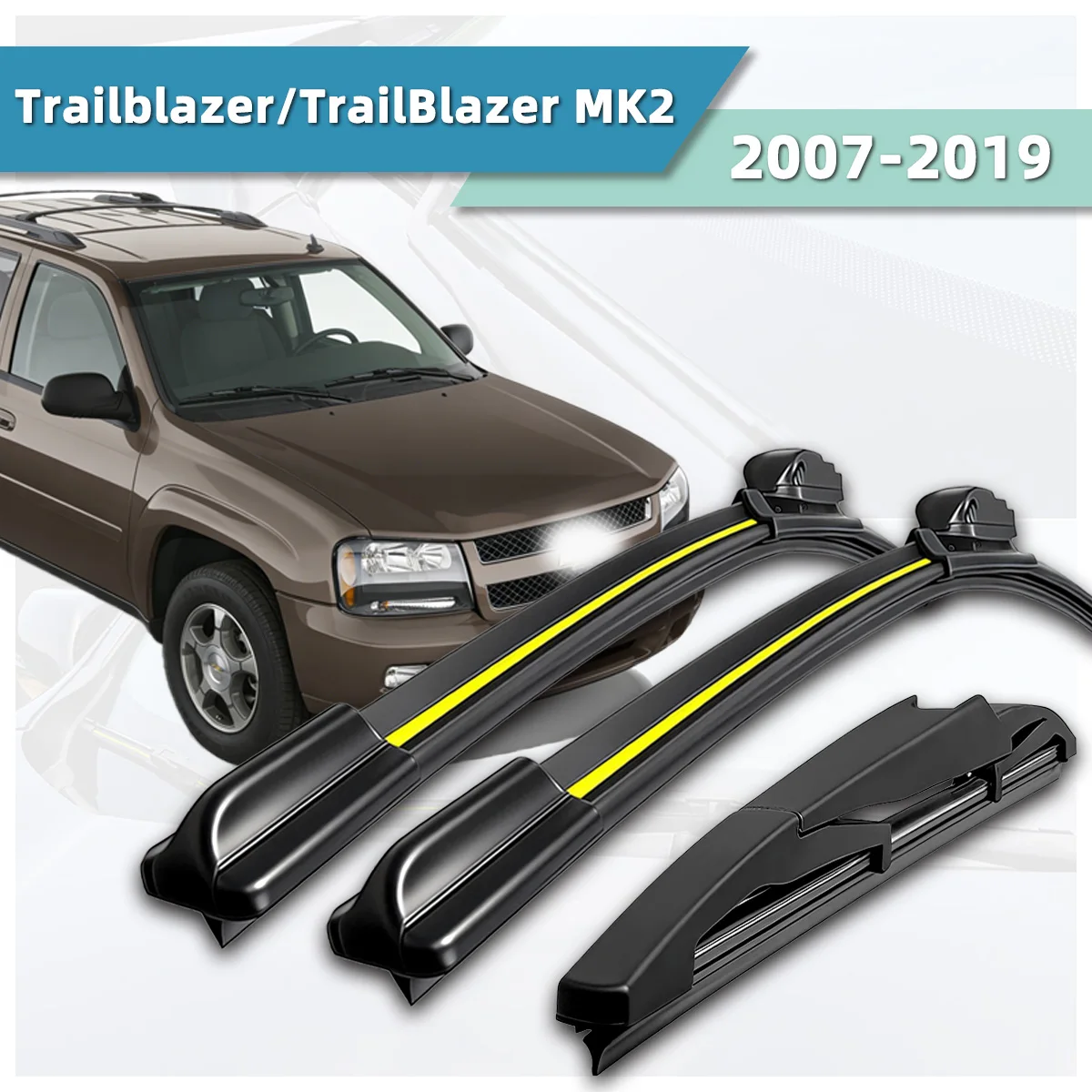 

Щетки стеклоочистителя для Chevrolet Trailblazer MK2 2007-2019, с натуральной резиновой вставкой, аксессуары для передних и задних стеклоочистителей автомобиля