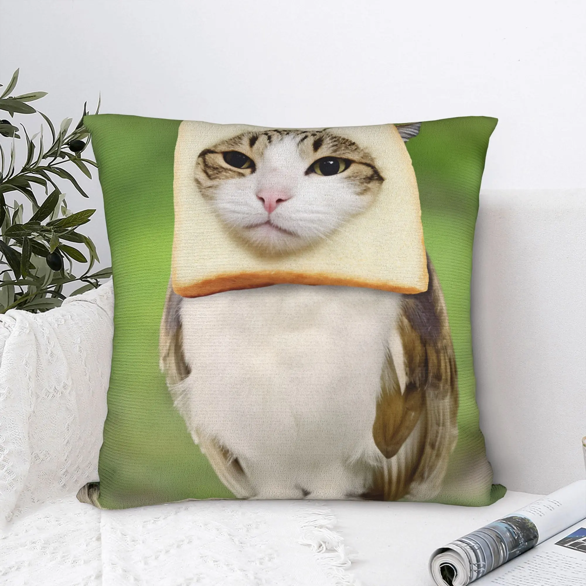 Bread Head Meowl Cat Pillow Case  Novelty Pillow Cover Comfy Pillowcases For Sofa Couch Bed Living Room