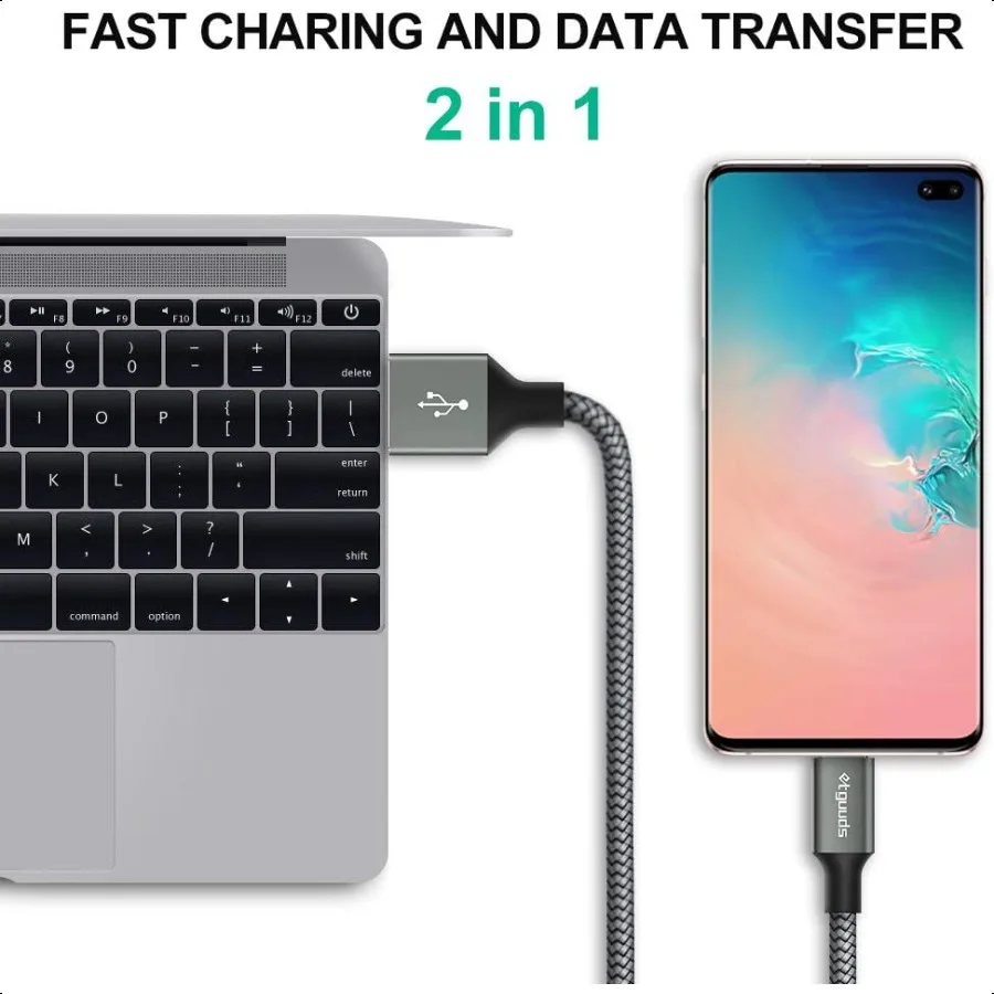 كابل USB A إلى USB C طويل 10 قدم 2 حزمة شحن سريع من النوع C سلك شاحن لهاتف iPhone 17 16 15 Pro Max Plus Air 16e Samsung Galaxy