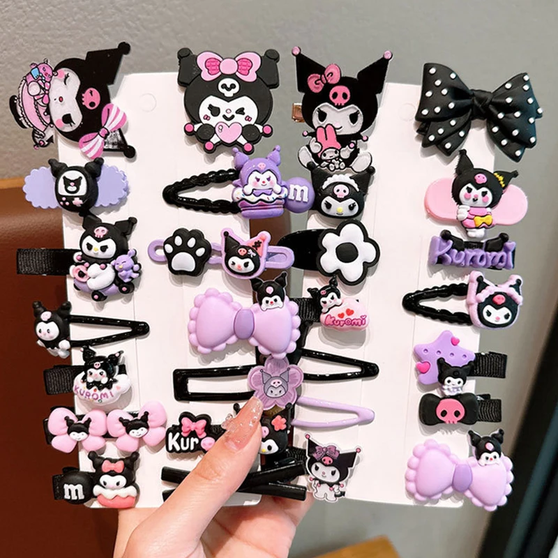 14pcs Sanrio Kuromi Cute Hairclip Headwear For Girls Anime Cartoon Fashion Hairpin Hair Accessories Kids Birthday Xmas Gift