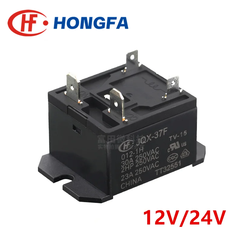 

1Pcs HONGFA Relay HF37F JQX-37F-012-1H JQX-37F-024-1H 12VDC 24VDC 4Pin 30A Replaceable SFD-112DM SFD-124DM 12V 24V Power Relay