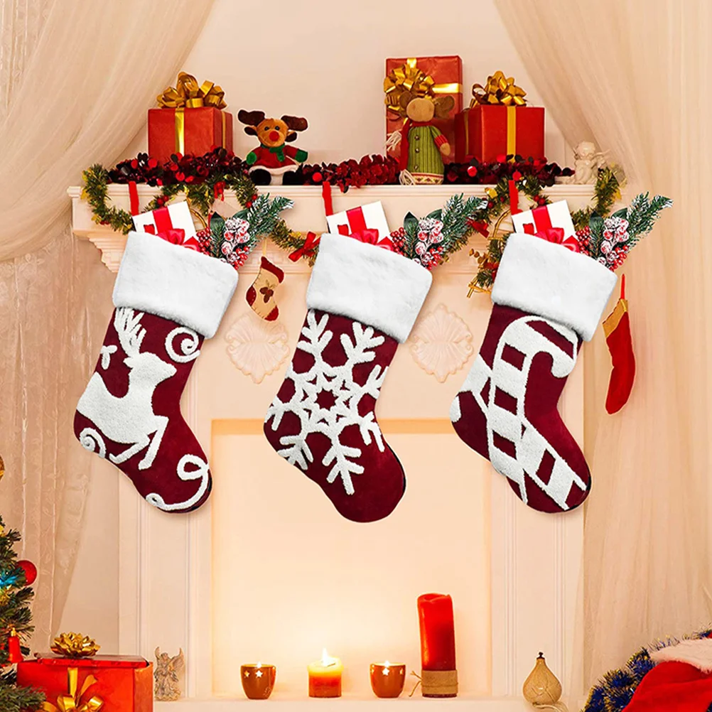 

Christmas Sock Decor Cartoon Pattern Gift Holder Hanging Pendant For Candy Small Gifts Stocking Stuffers Xmas Tree Decorative