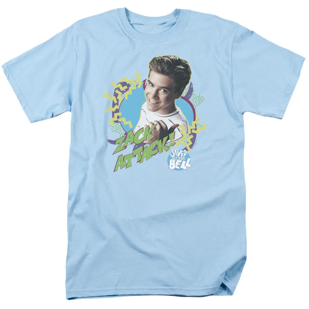 Saved By The Bell Zack Attack T Shirt Mens Licensed Classic TV Light Blue