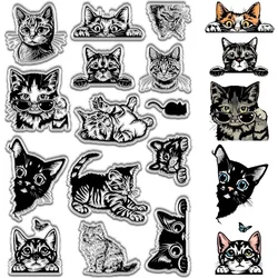1pc Cute Cats Clear Rubber Rubber Stamps Reusable Kitty Cartoon Animal Transparent Silicone Stamp Vintage Seals for Journaling