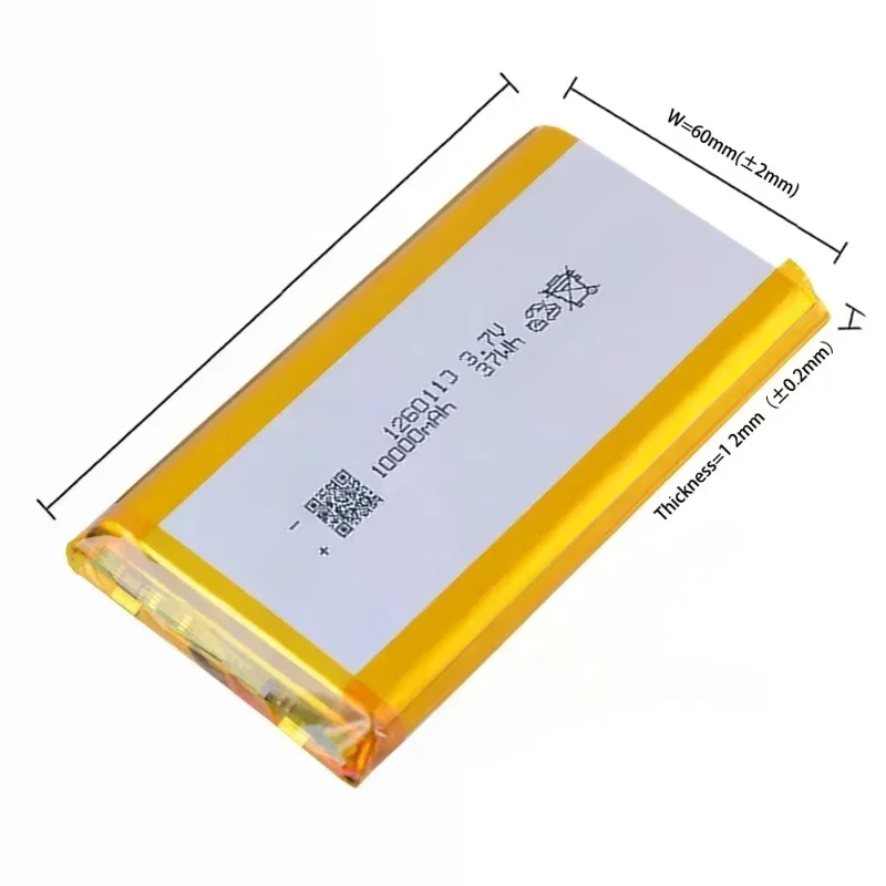 1260110 10000mAh 3.7V Li-polymer Battery Rechargeable Lipo Polymer Batteries for Toy Power Bank GPS Laptop Camping Lights Diy