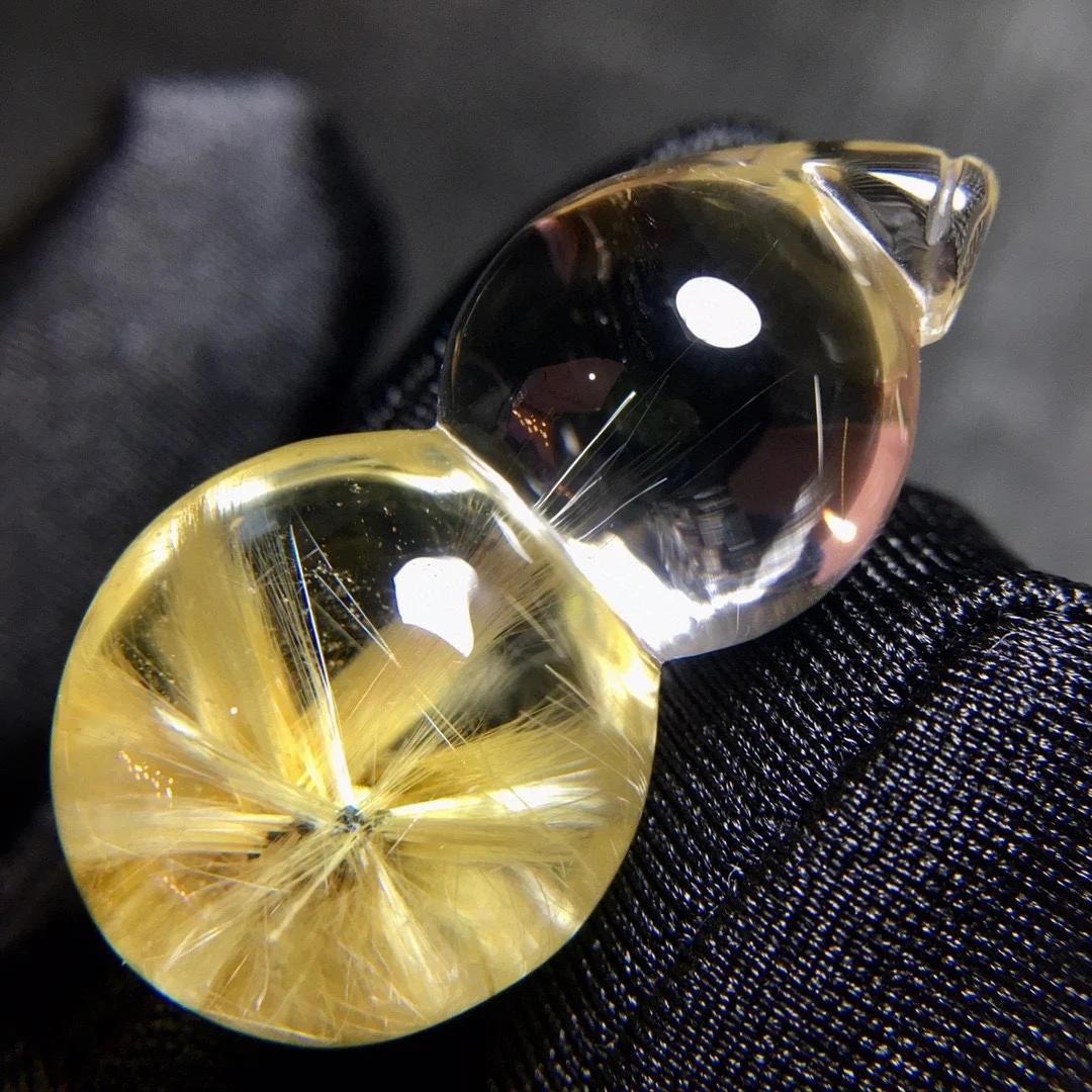 

Natural Gold Rutilated Quartz Pendant Jewelry Flower 30.6*16*14mm Gourd Men Women Brazil AAAAAAA
