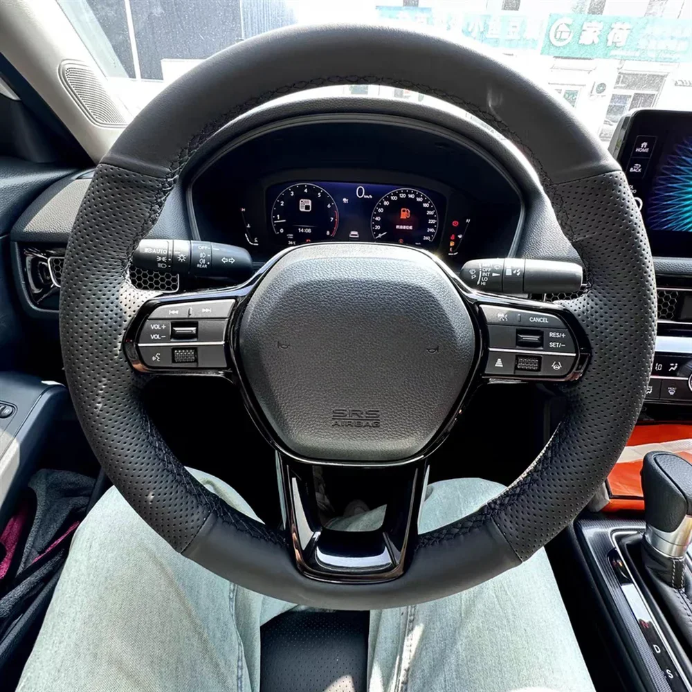 

DIY Black Car Steering Wheel Cover Wrap Non-slip Microfiber Leather Braid For Honda Civic 11 XI 2021-2022 Car Accessories